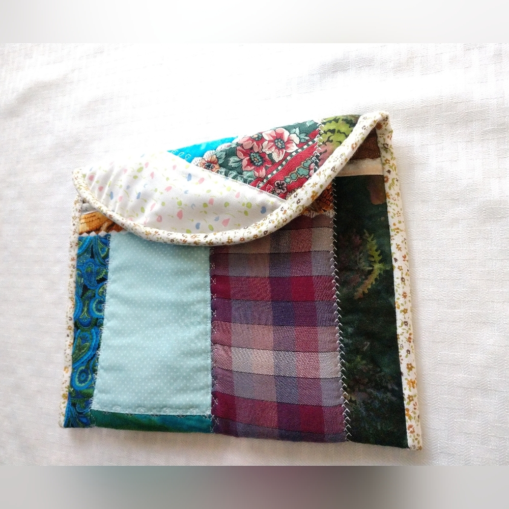 Adorable Vintage Patchwork Clutch Bag Pouch Homemade Handmade Colorful - Picture 4 of 14